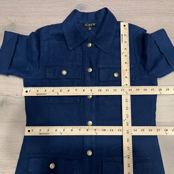 J. Crew Gamine Linen Shirtdress in Navy Blue NWT - Picture 10 of 11